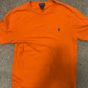 Orange Polo Tee with Navy Pony Logo